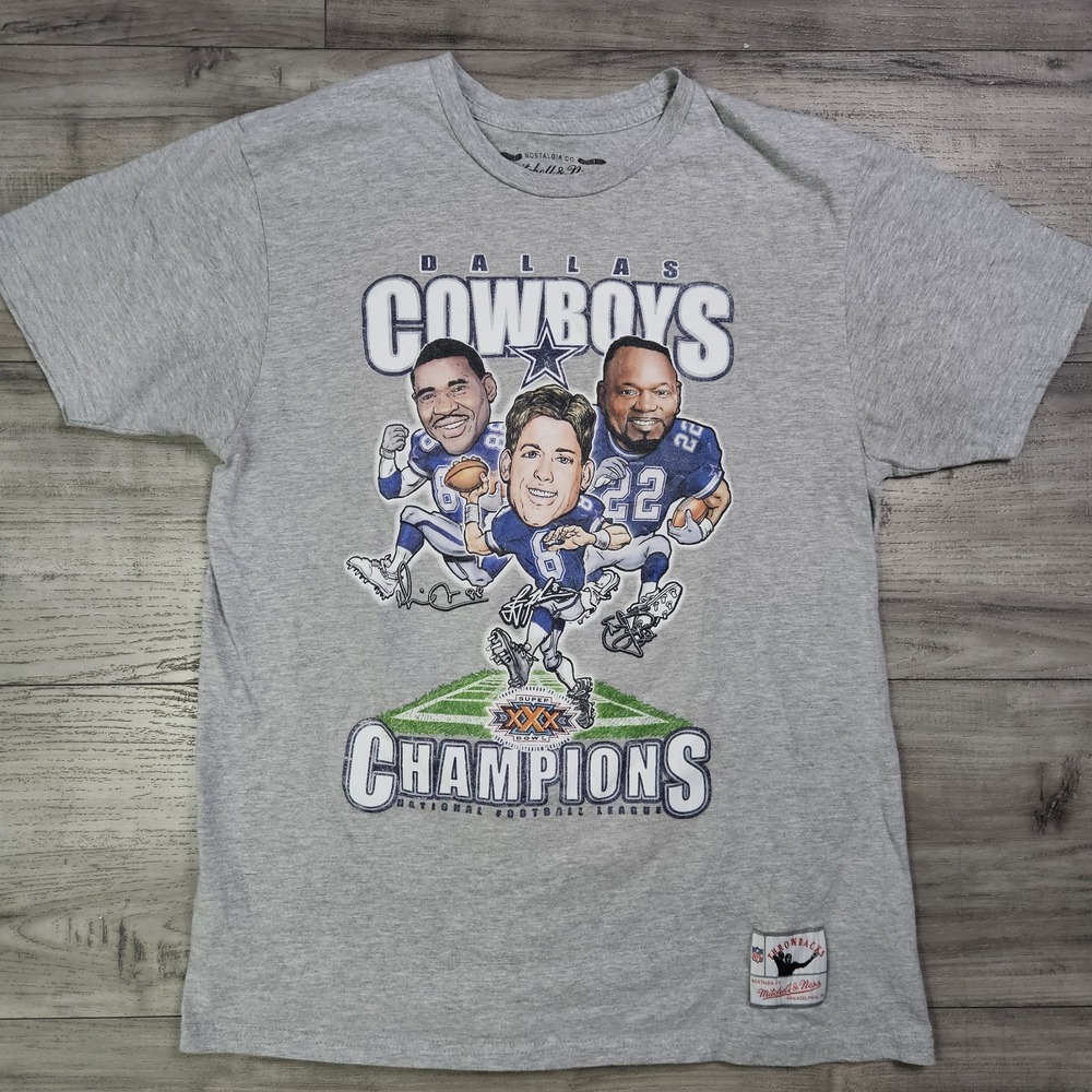 Dallas Cowboys Mitchell & Ness Throwback Caricature Emmit Smith Size Large Vtg